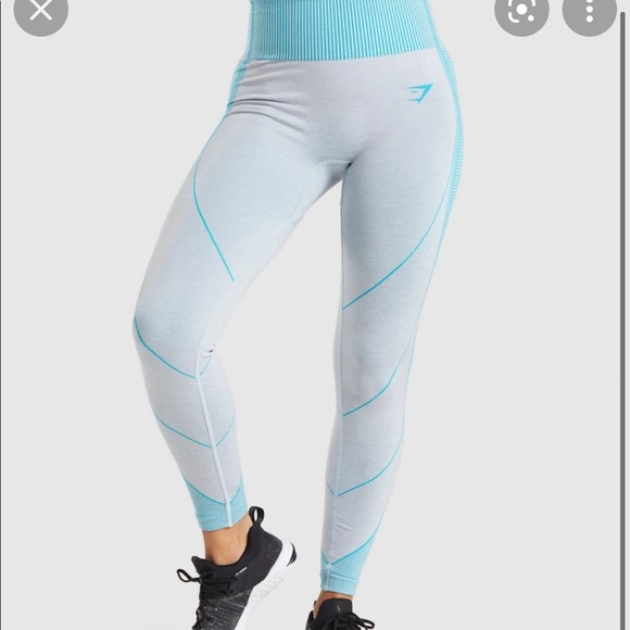 Gymshark Pants - Gymshark light grey/blue hyper amplify leggings